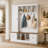 Farmhouse Hall Tree, Entryway Coat Rack with Shoe Storage Bench, 5 Hooks, Cabinet, Drawers, Cubbies-642496177