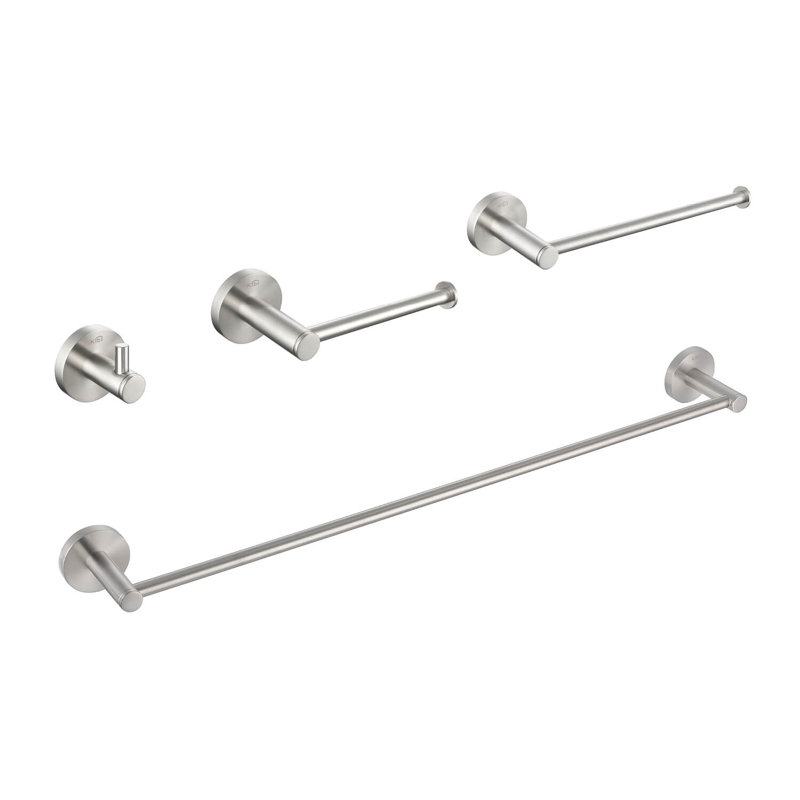 Ensemble de quincaillerie de salle de bain 4 pièces, Nickel brossé