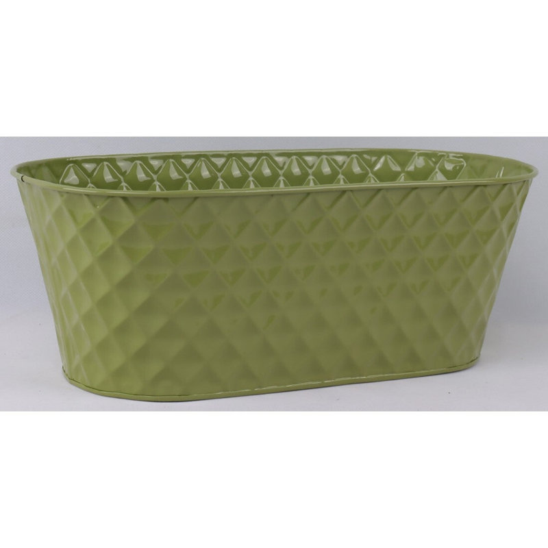 Shiny White Embossed Diamond Pattern Bucket, H 7 po x l 13,75 po x P 5,25 po, Green
