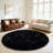 Black Round Shag Rug Non-slip Long-Pile Round Rug 6 ft Silk-Blend Rug Round Shag Rug Perfect for Teen Rooms Suitable for Bedrooms Suitable for Living Rooms Antibacterial Durable Material-560752770-555472344