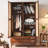 Simple Retro Solid Wood Rattan Wardrobe