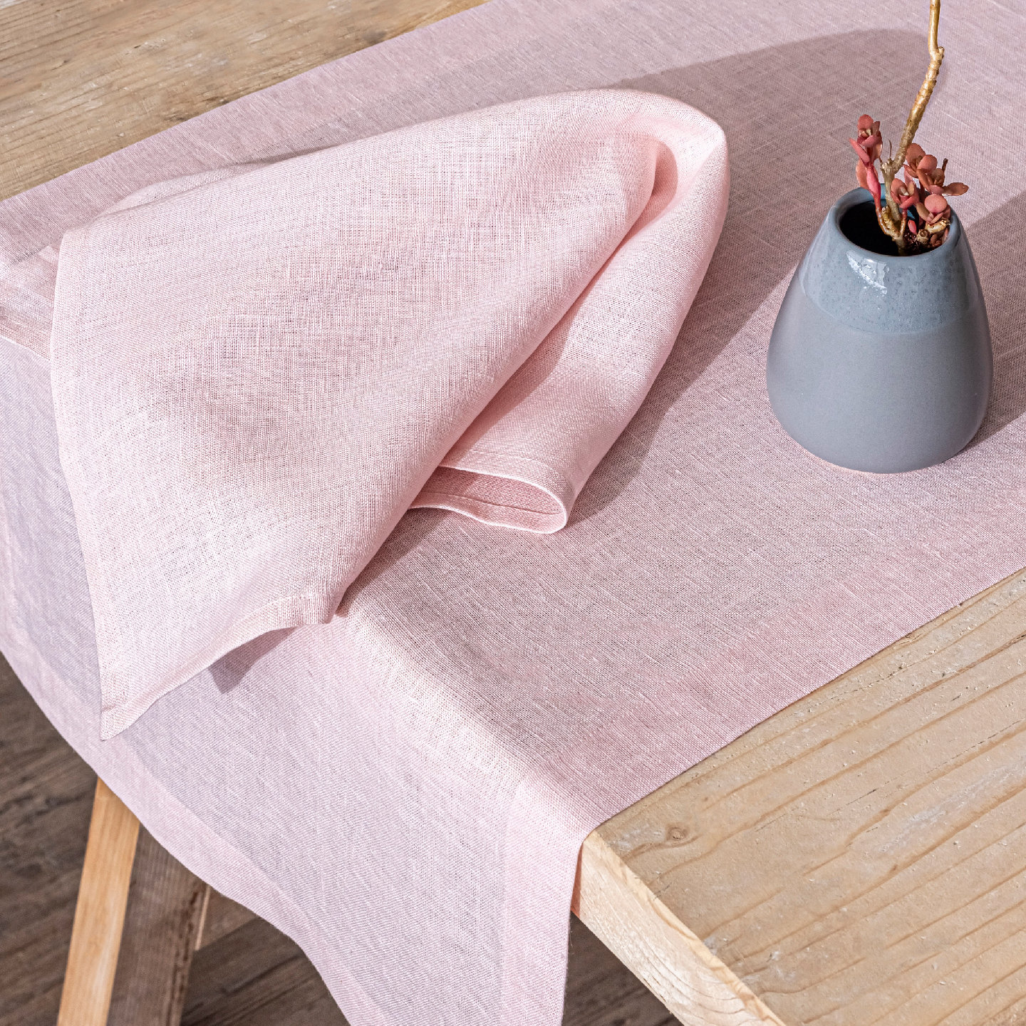 Linen Table Runner, Pink, 18" W x 108" L