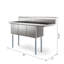 63 in Three Compartment Sink, Bowl Size 15x15x14, Stainless-Steel 16 Gauge with Right Drainboard