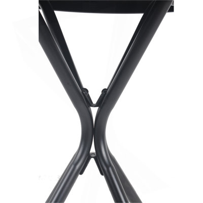 Table d'appoint ronde en verre trempé 24 po, structure en fer noir, assemblage facile en 10 minutes, utilisation à l'extérieur à l'extérieur sur un patio