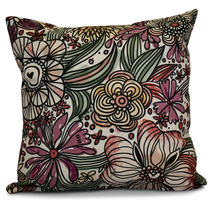 Housse et insert de coussin carré Flora and Fauna, Mauve