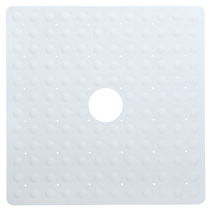 White Square Rubber Safety Shower Mat with Microban Protection