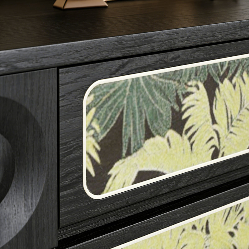 Buffet de rangement rétro multifonctionnel, H 33,46 po x l 70,86 po x P 15,74 po, Noir
