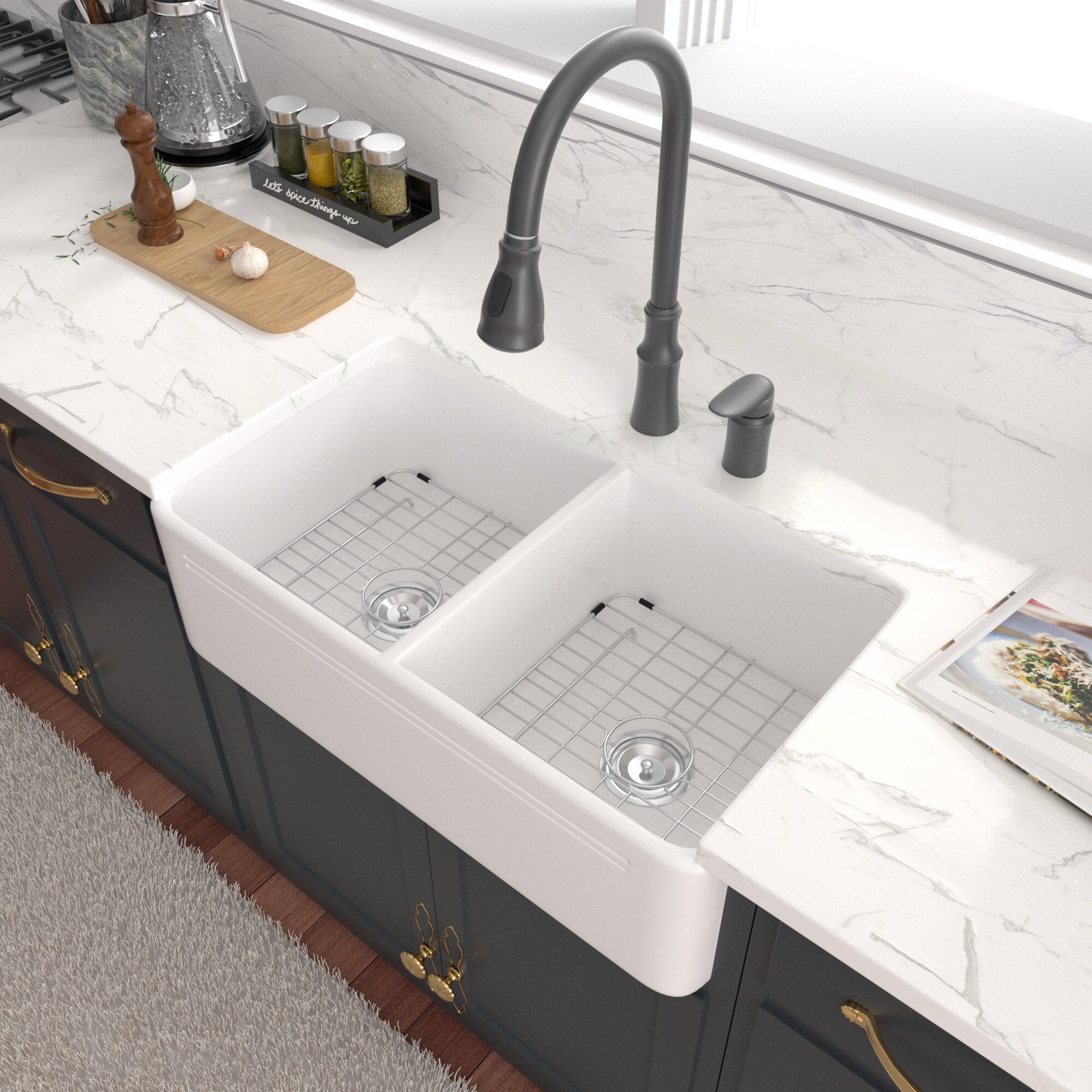 Sarlai 33 L X 18 W Double Basin Farmhouse Kitchen Sink With Sink