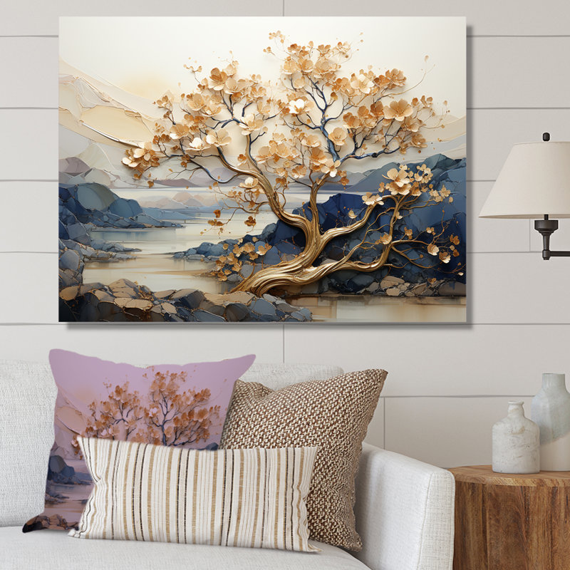 «Gilded Beauty Maple Tree I», art mural sur toile érable, Toile tendue, H 12 po x l 20 po x P 1 po