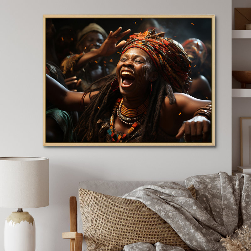 Célébration de la culture africaine I sur toile, H 16 po x l 32 po x P 1 po, Cadre naturel flottant