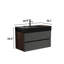 Meuble de salle de bain mural Grace de 36 po avec portes en noyer, lavabo noir mat et charnières en noyer.