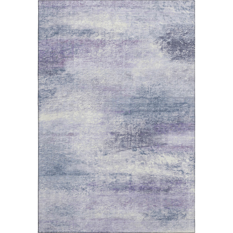 Premium Machine Washable Mayfield AMF2402 Abstract Rug, Lavender, 5' x 7'6"