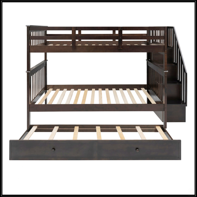 Lit superposé double avec lit gigogne simple Stairway, Espresso