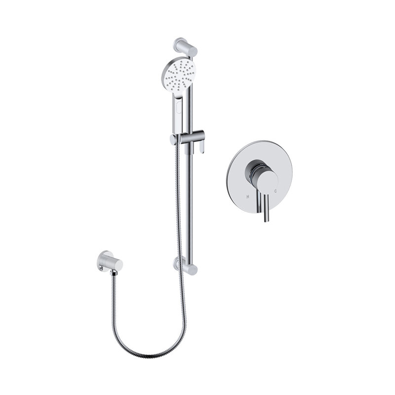Ensemble de douche Velia avec douchette sur rail et coude séparé, Chrome
