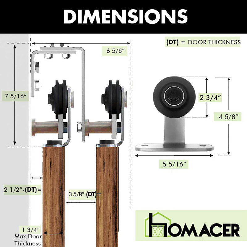 Brushed Nickel Top Mount T-Shape Design Double Track Bypass Two Door Barn Door Hardware Kit (Door Not Included), 48 in.
