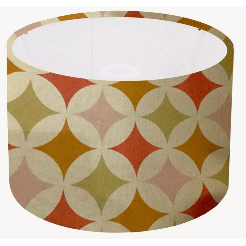 Cotton Drum Lamp Shade ( Screw On ), Orange/Brown/White, 17.5 cm H x 20 cm W x 20 cm D