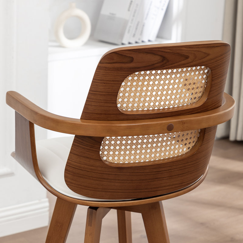 Swivel Upholstered Counter Stool, Counter Stool (66cm Seat Height), Beige