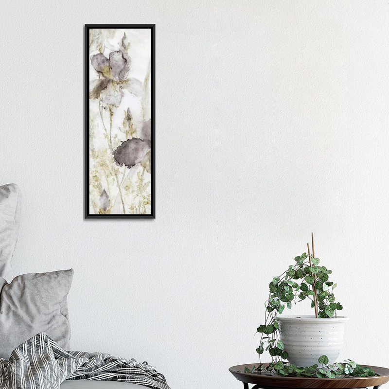«Dawn Iris» par Carol Robinson, reproduction d'art sur toile 1 pièce, H 36 po x l 12 po x P 1,5 po, Cadre noir