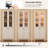 118" W Modular Entertainment Center & Display Cabinet with LED Lights, Glass Doors & Leather Handles,White,TV Stand for TVs Up to 75"-681753310