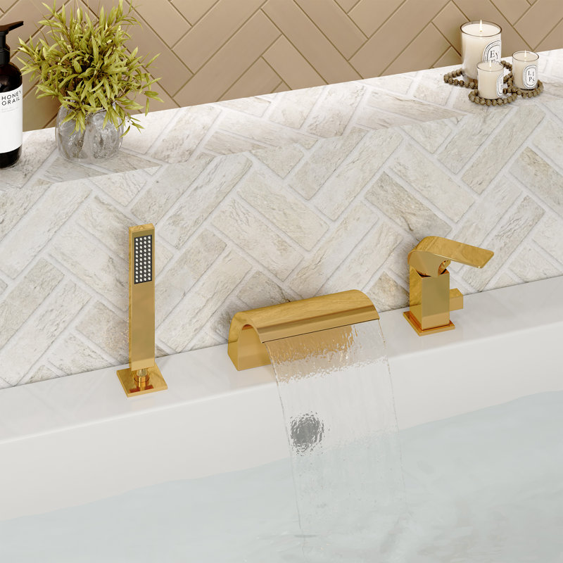 Doux Deck Tub Spout with Diverter, Gold