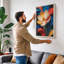 Golden Bloom Art Deco - Wrapped Canvas-304603789-304603788