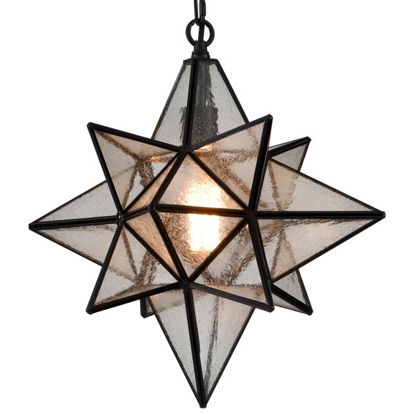 Moravian Star Hanging 12 Point Blue Luminescent Glass Christmas