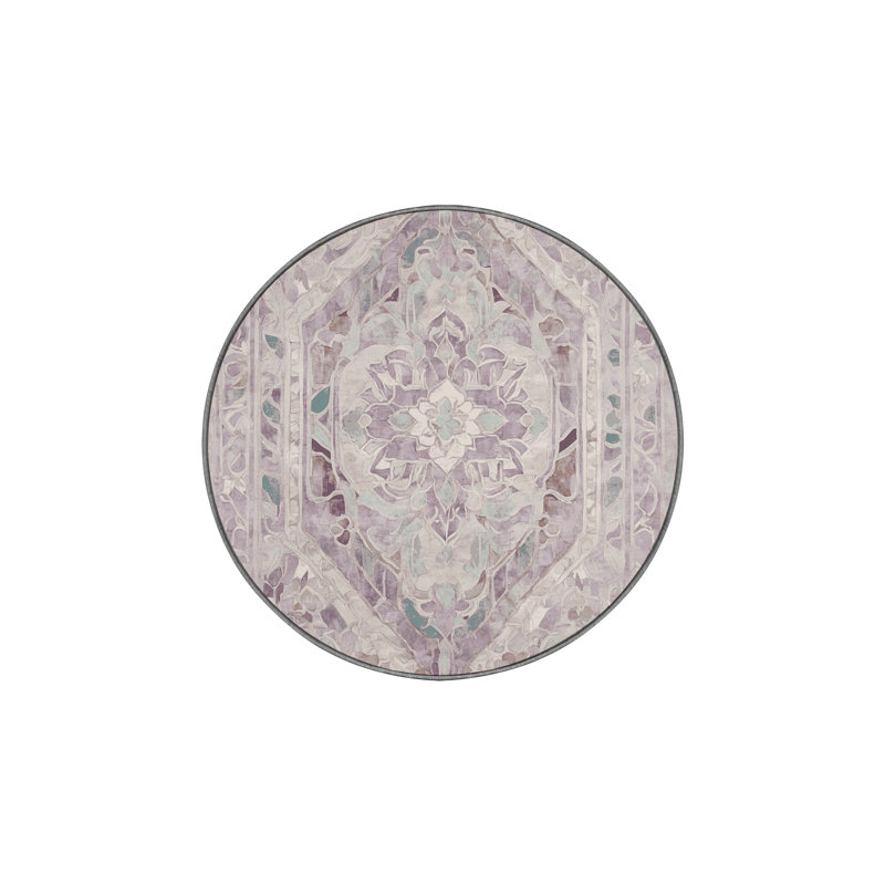 Tapis gris soyeux et moelleux, Rond 6 pi