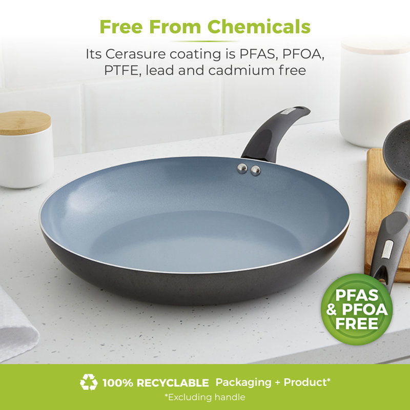 Tower Aluminium Cerasure Fry Pan with Non-Stick Coating, Suitable for all Hob Types, Graphite, Black, 32 cm