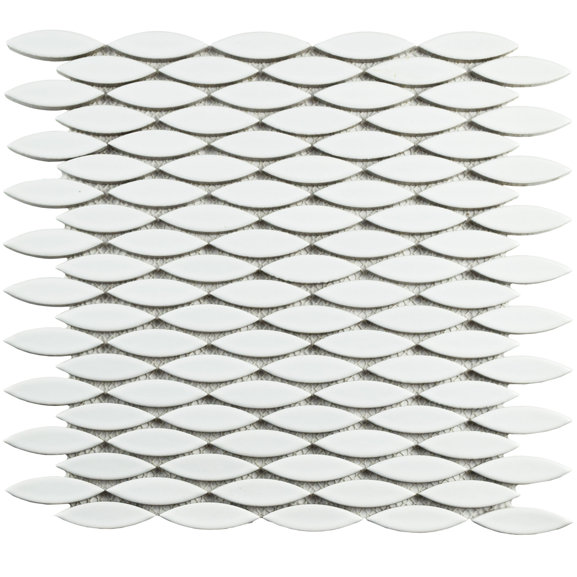 Pescado 12 " x 12-1/2 " Porcelain Mosaic Floor & Wall Tile, Glossy Blanco