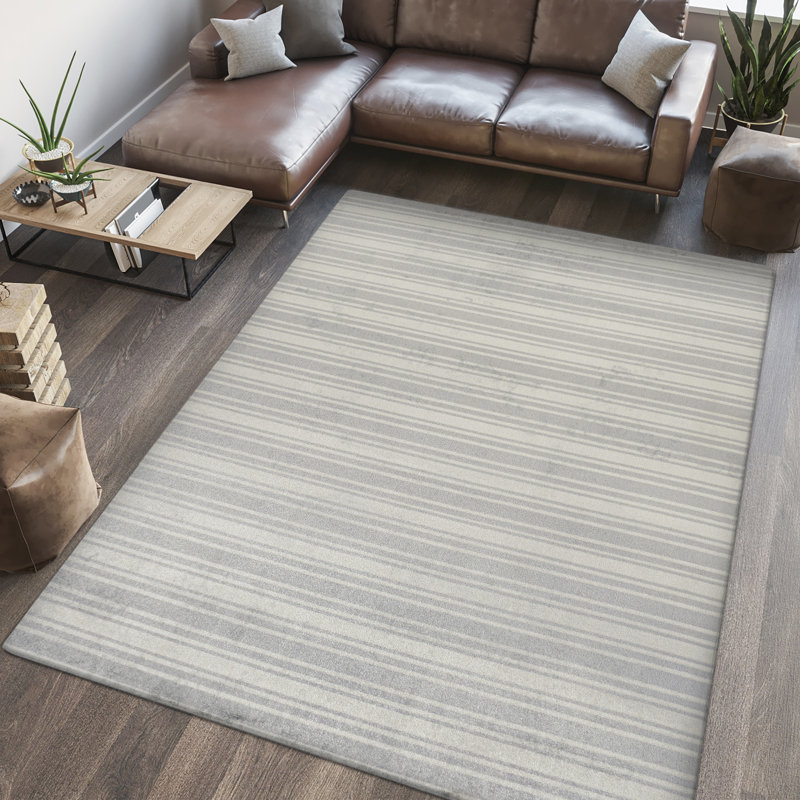 Tapis crème / gris clair délavé à la machine à deux tons Belves, Rectangle 2 pi 11 po x 5 pi