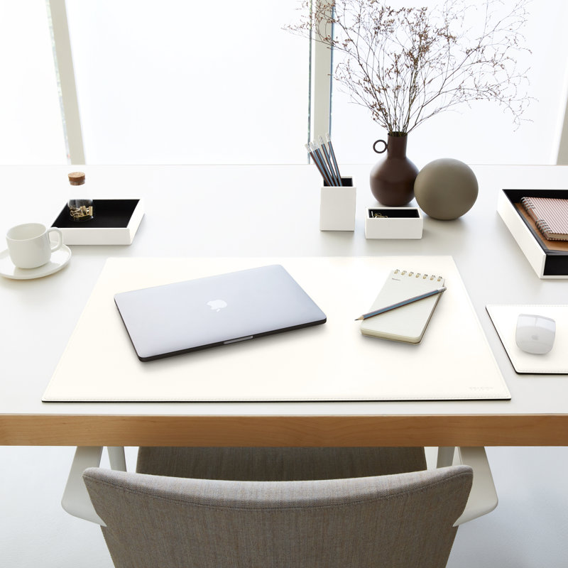 Mercurio Leather / Faux Leather Desk Pad, White