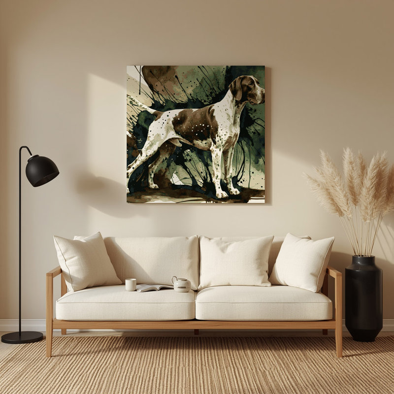 Dogs German Shorthaired Pointer, art mural en métal beige, H 32 po x l 32 po