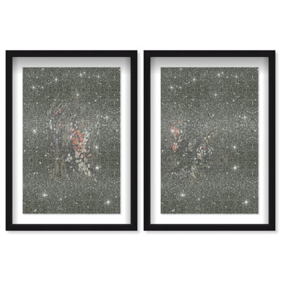 Dancing Petals Set Shadowbox Abstract Print by Oliver Gal, Black Frame, 10 x 15
