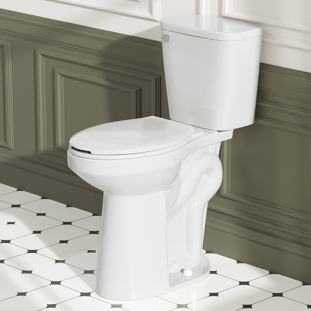 21＂Extra Tall Toilet with Elongated Seat, Two-piece Powerful 1.28GPF Single Flush Toilet, Tall Toilets for Disabled & Pregnant Pomen SUPERFLO