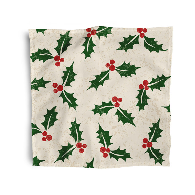 Mtecombe Polyester Floral Square Napkin, Ivory