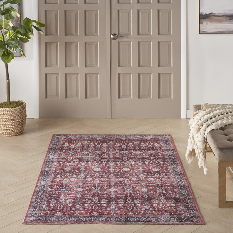 Machine Washable Persian Brick Ivory Area Rug, Rectangle 5'3" x 7'3"