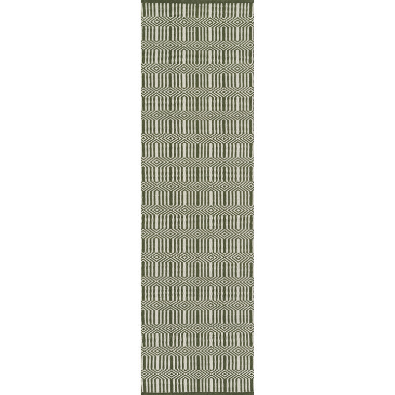 Geometric Area Rug in Green, Runner 2'3" x 8'