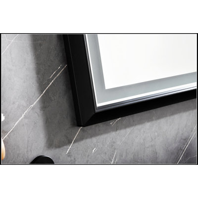 Miroir de salle de bain 72 po x 48 po à DEL avec cadre en aluminium, miroir de meuble-lavabo mural, anti-buée, mémoire, 3 couleurs, réglable en continu