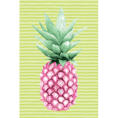 Pink Green Pineapple - Wrapped Canvas Painting
