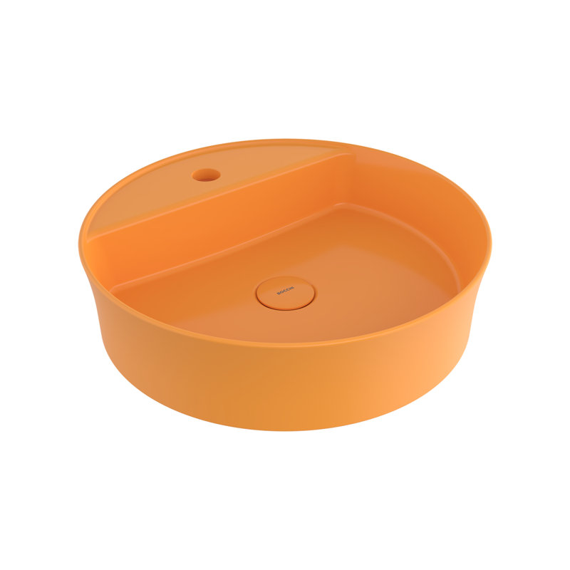 Bocchi Sottile Slim Line 450mm L x 450mm W Ceramic Circular Sink, Gloss Mandarin Yellow