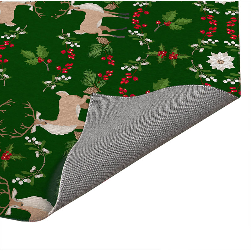 Tapis de cuisine Botanical Deer, Rectangle 7 pi x 5 pi, Vert