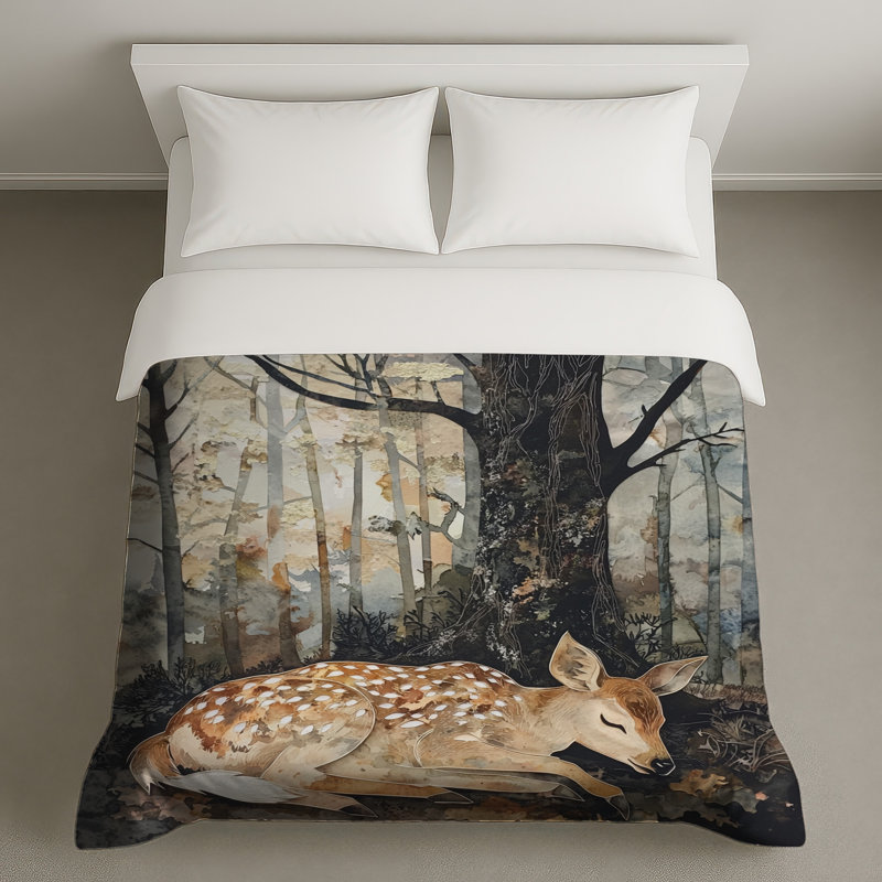 Housse de couette fauve en forêt, Très grand lit