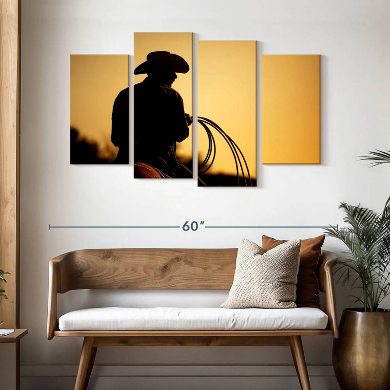 Lelar Cowboy With Lariat, 32" H x 52" W