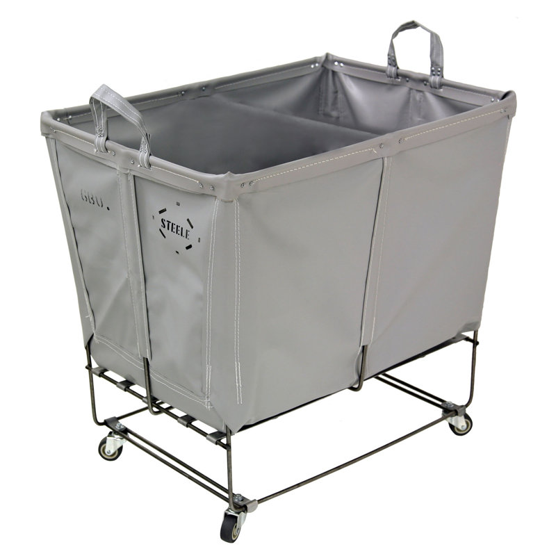 Rolling Laundry Basket with Handles, Gray Vinyl, 1