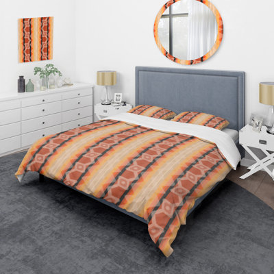 OrangeStriped Pattern Polyester Striped Duvet Cover