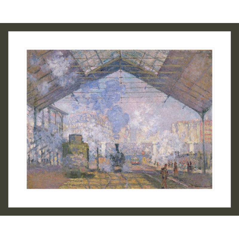 La gare Saint-Lazare par Claude Monet, impression giclée encadrée, H 23,5 po x l 29,14 po