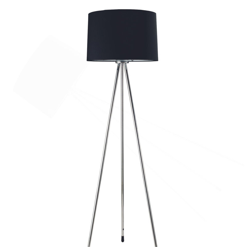 59" Tall Metal Floor Lamp, Contemporary Design, Black