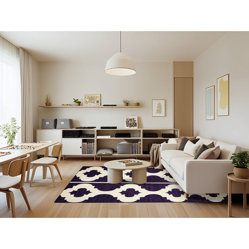 Tapis mauve lavable à la machine, Rectangle 7 pi x 9 pi