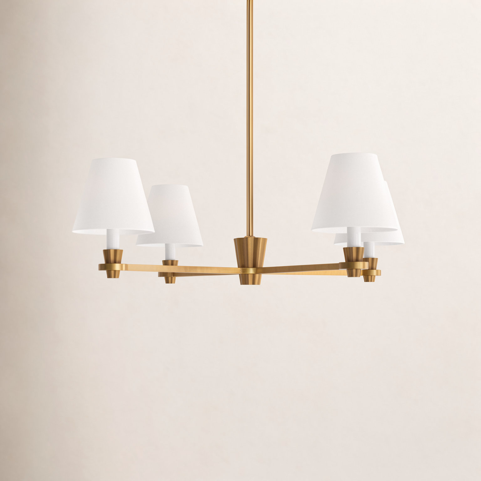4 - Light Dimmable Chandelier, Burnished Brass