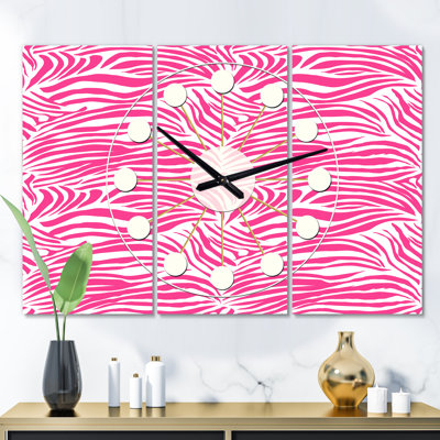 Horloge murale surdimensionnée glamour zèbre animal Mid-Century